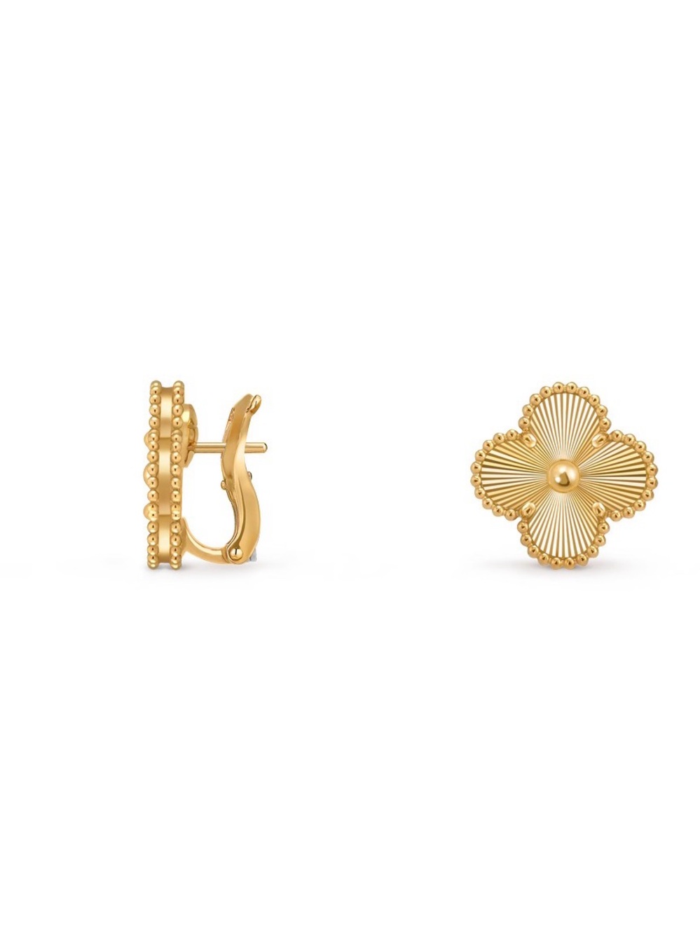 Gold Clover Motifs Earrings Gold Jewelry - Picture 2 of 5